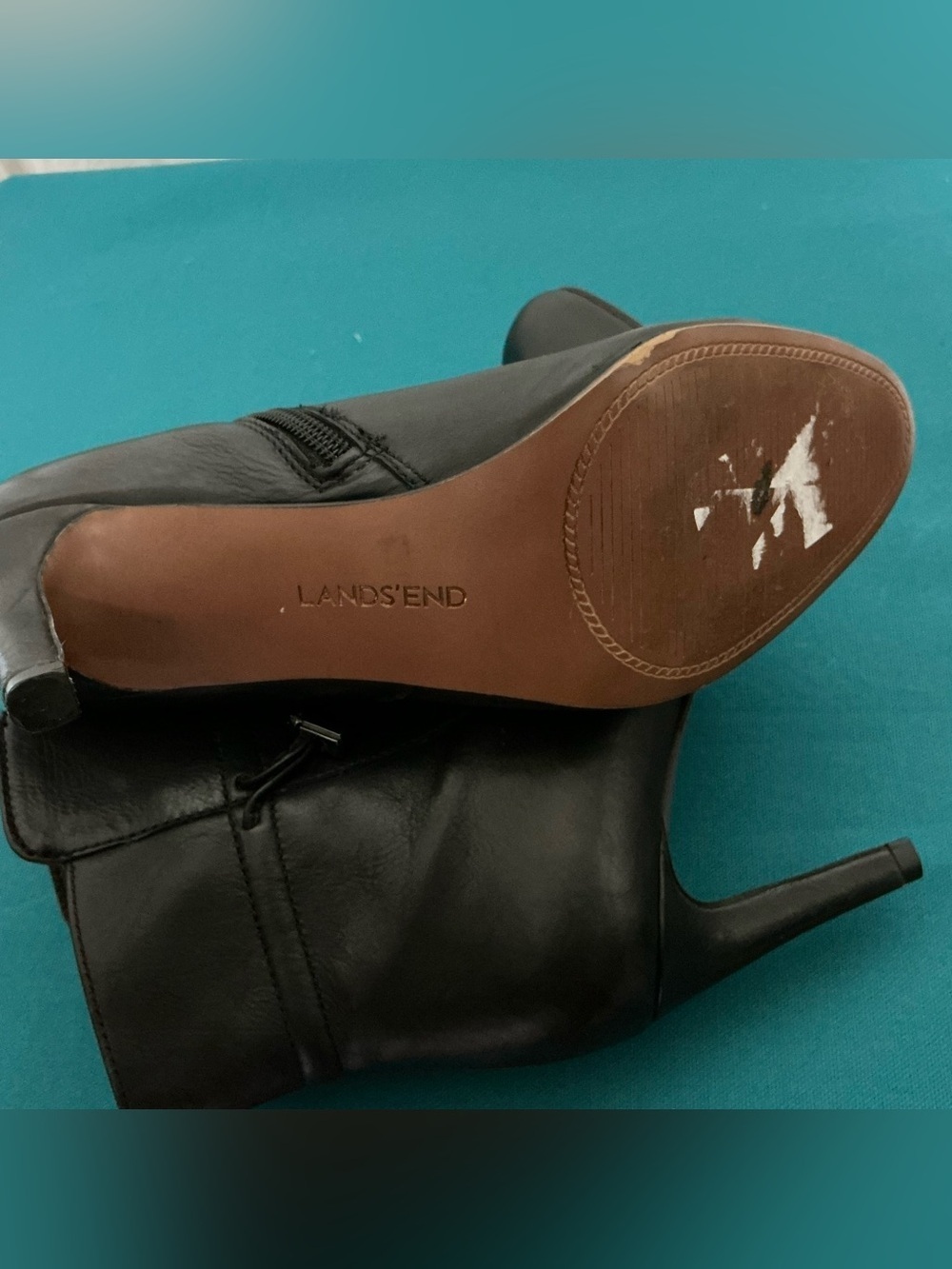 Lands END Black Ankle Boots with Slim Heel - Picture 9 of 10